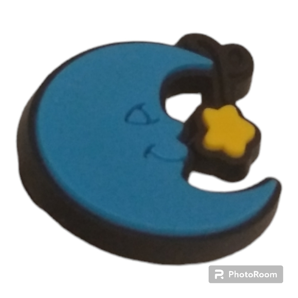 Blue Sleeping Half Moon Star Shoe Charm